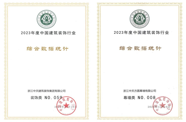 环球360装饰集团位列2023年度中国建筑装饰企业百强59位、幕墙百强第8位